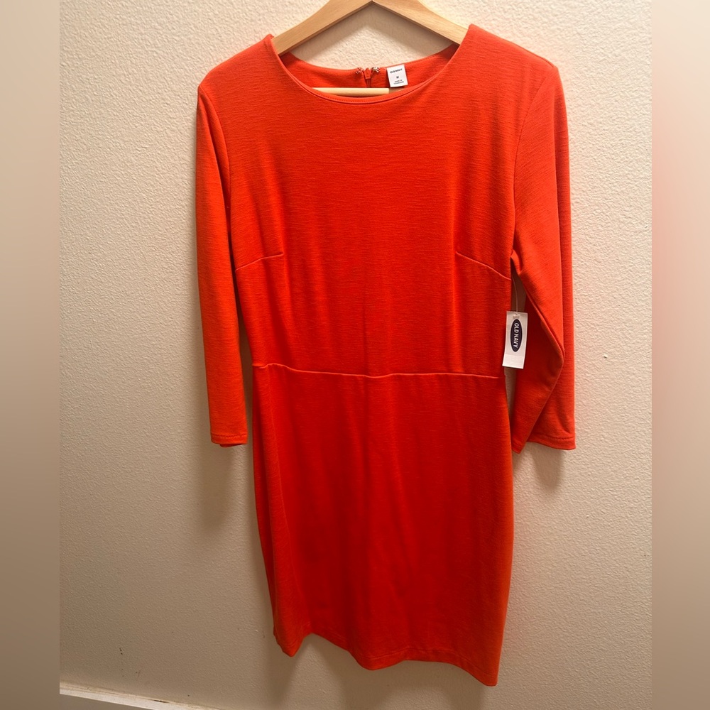 Old Navy Bright Orange 3/4 Long Sleeve Career Dress
